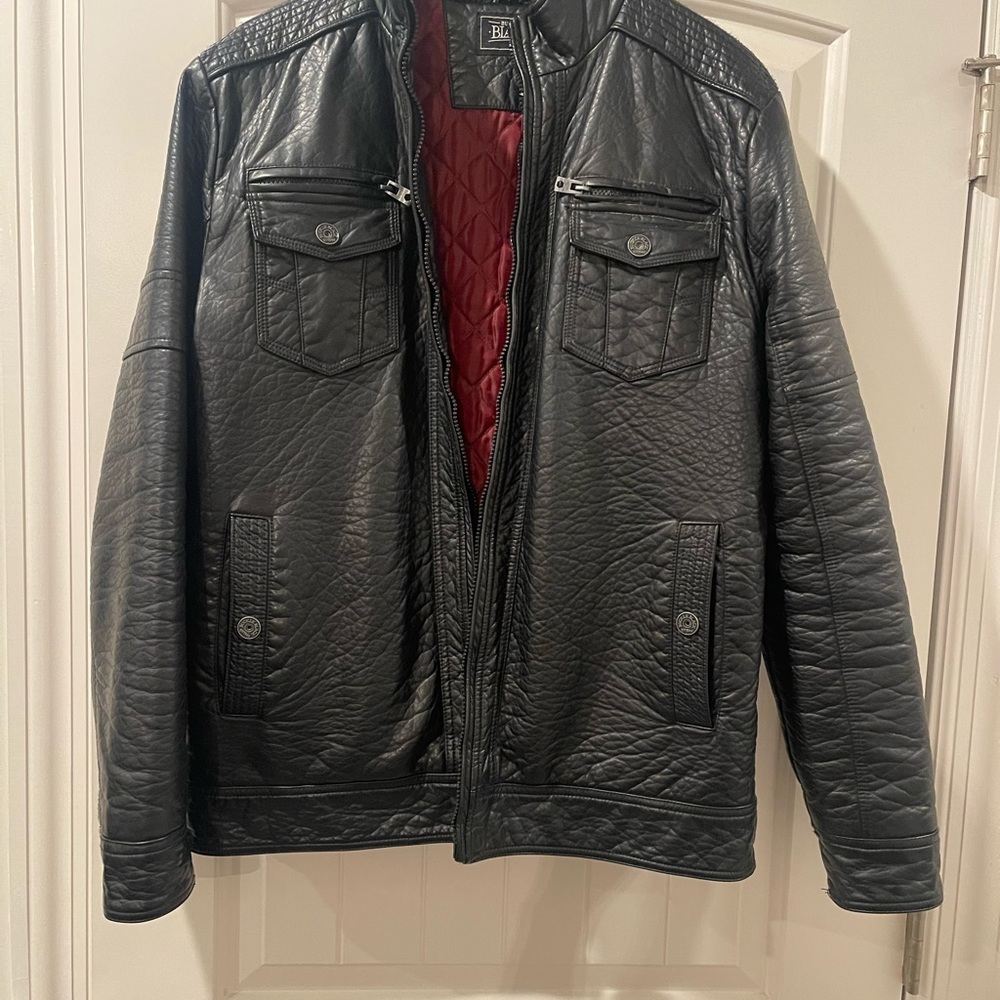 Buckle Black Men’s Leather Jacket Size M